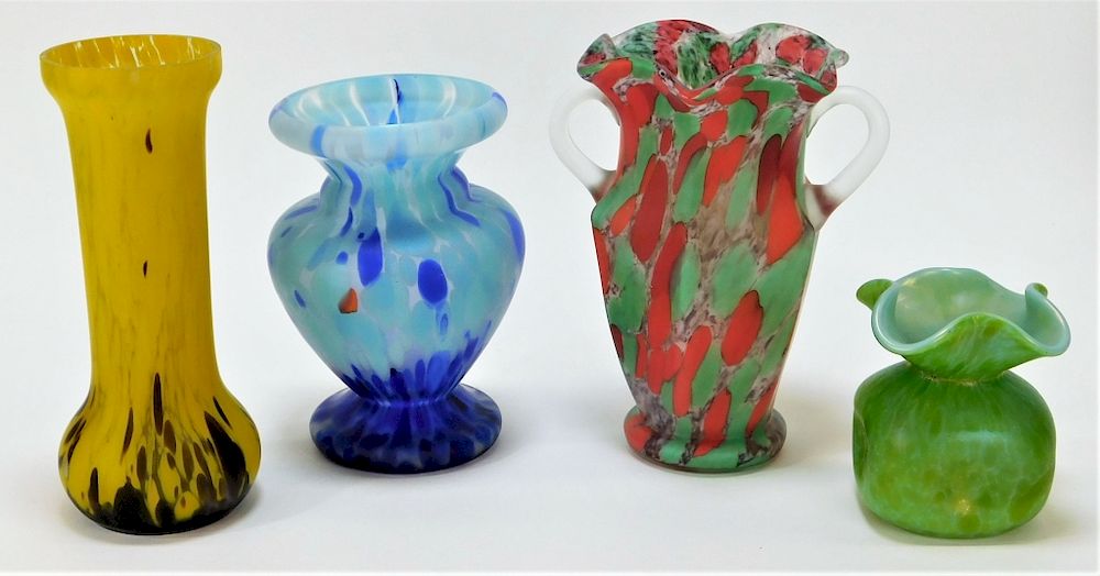 Appraisal: Assorted Bohemian Czech Art Glass Vase Group Bohemia Early th