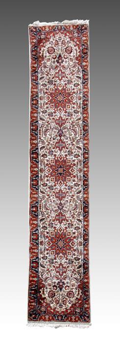 Appraisal: FT FINE HAND WOVEN INDIAN CARPET RUNNER Very intricate design