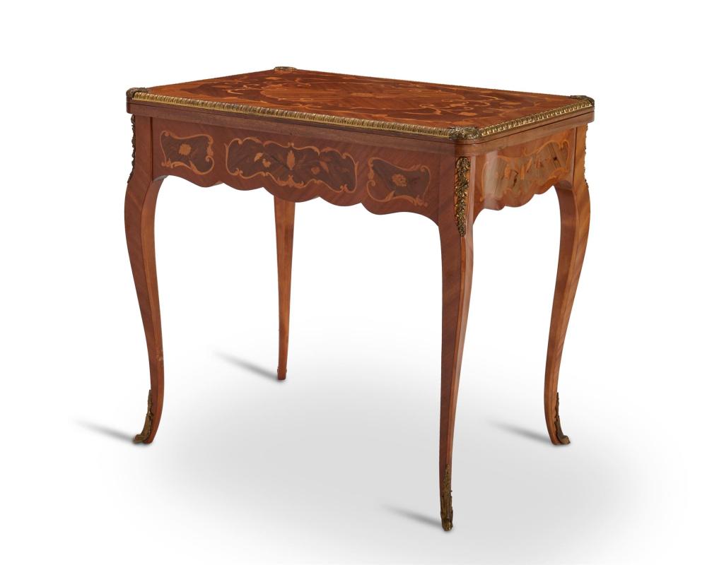 Appraisal: A Louis XV-style game table Early th century With floral