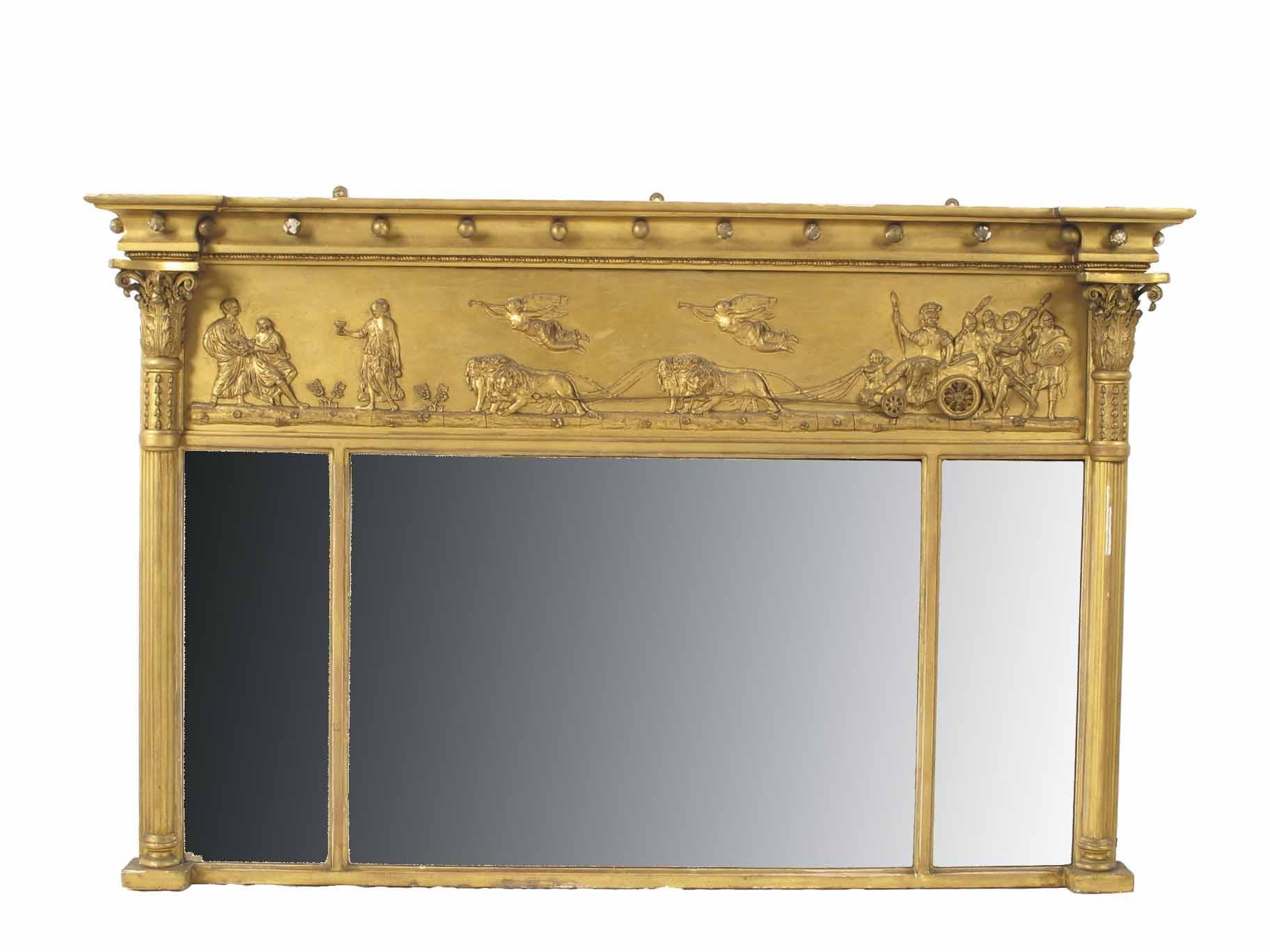 Appraisal: A Victorian giltwood and gesso landscape overmantle mirror