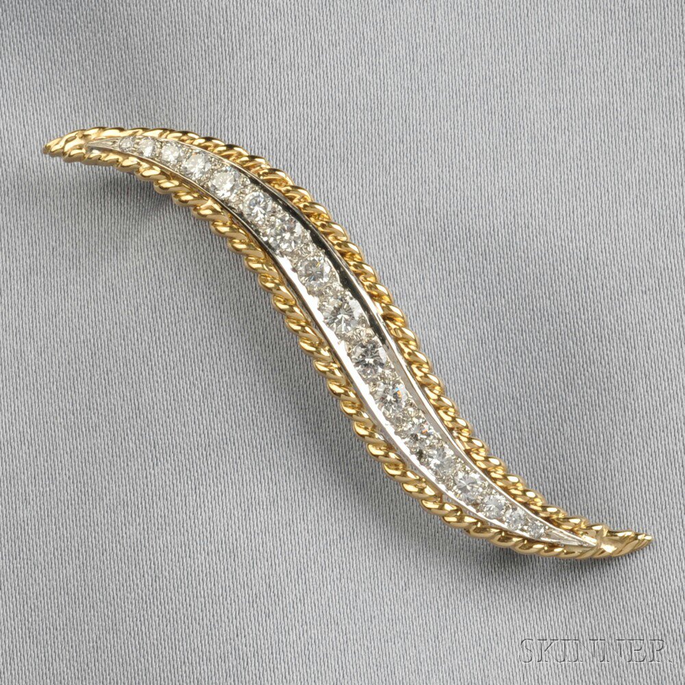 Appraisal: kt Gold and Diamond Flame Brooch Van Cleef Arpels set