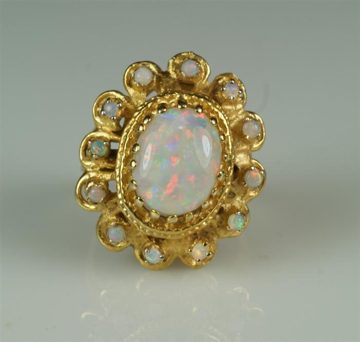 Appraisal: K YG large opal with small opal ring size dwt