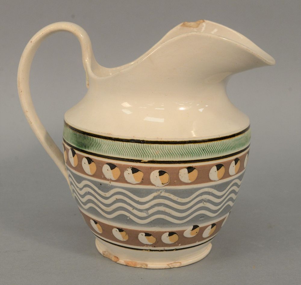 Appraisal: Pearlware Mocha Water Pitcher having engine turning over four parallel