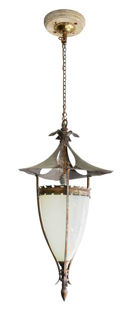 Appraisal: W A S BENSON - ARTS CRAFTS HANGING LIGHT CIRCA