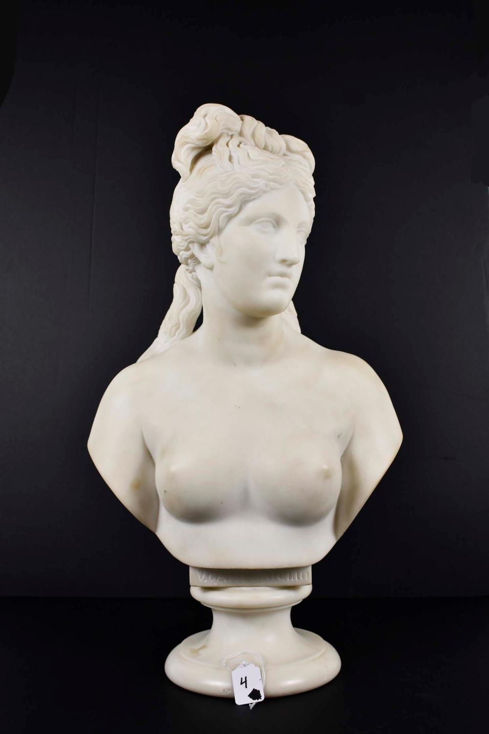 Appraisal: CONTINENTAL CARRARA MARBLE BUST OF A NUDE LADYLate th Century