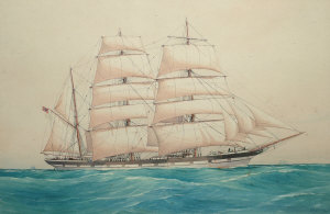 Appraisal: R P Nash th century- The three-masted NOTE BARQUE NOT