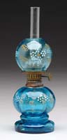 Appraisal: SCARCE MINI LAMP S - Slightly paneled blue glass with