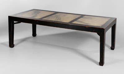 Appraisal: Black-Lacquered Dining Table Chinese th century black-lacquered surface top with