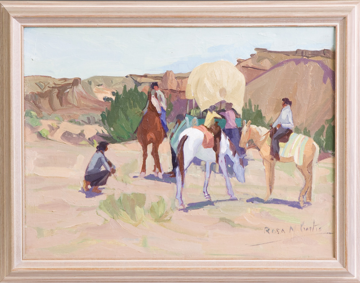 Appraisal: Rosa M Curtis - Horse scene Sgn Rosa M Curtis