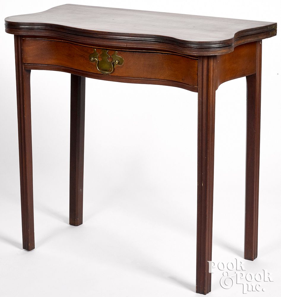 Appraisal: Diminutive New England mahogany card table Diminutive New England mahogany