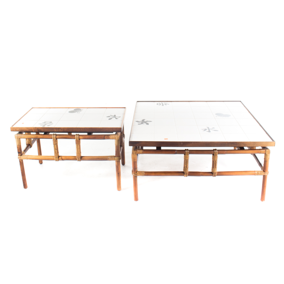 Appraisal: Two Oriental style tile coffee tables