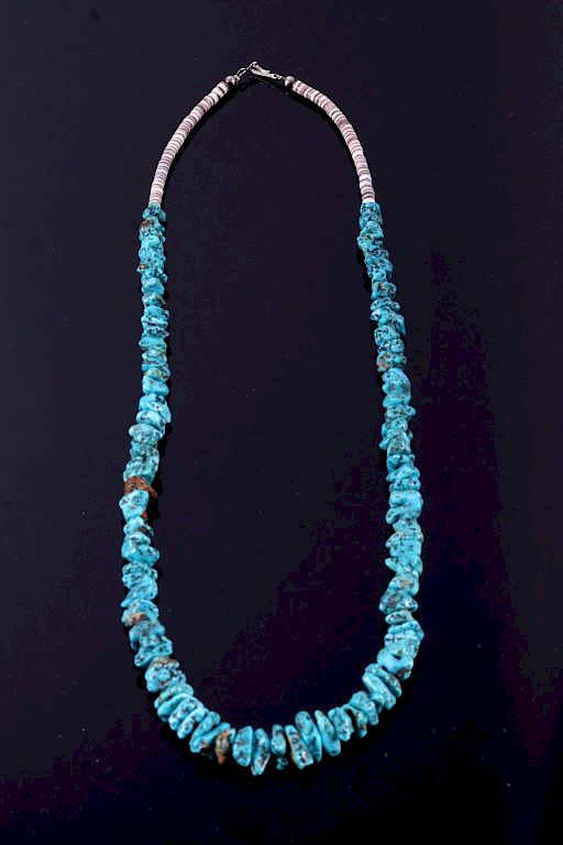 Appraisal: Navajo Morenci Turquoise Nugget Necklace Included in this lot is