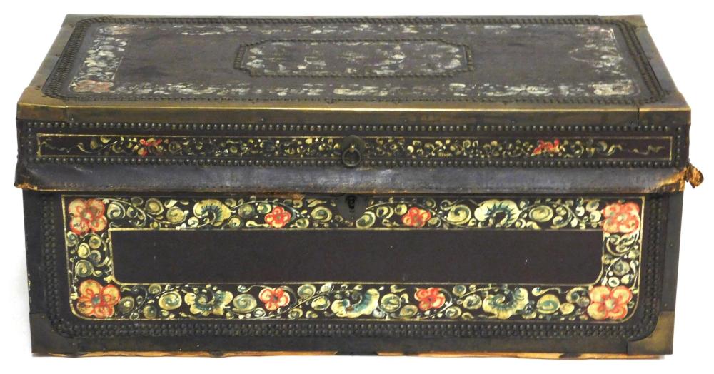 Appraisal: ASIAN Chinese export chest trunk th C brass bound camphor