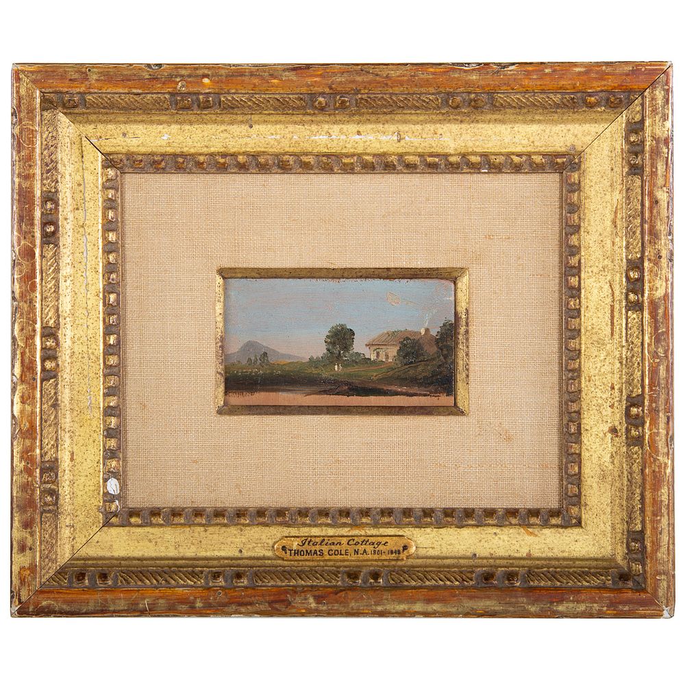 Appraisal: Thomas Cole Italian Cottage diminutive oil American - Oil on