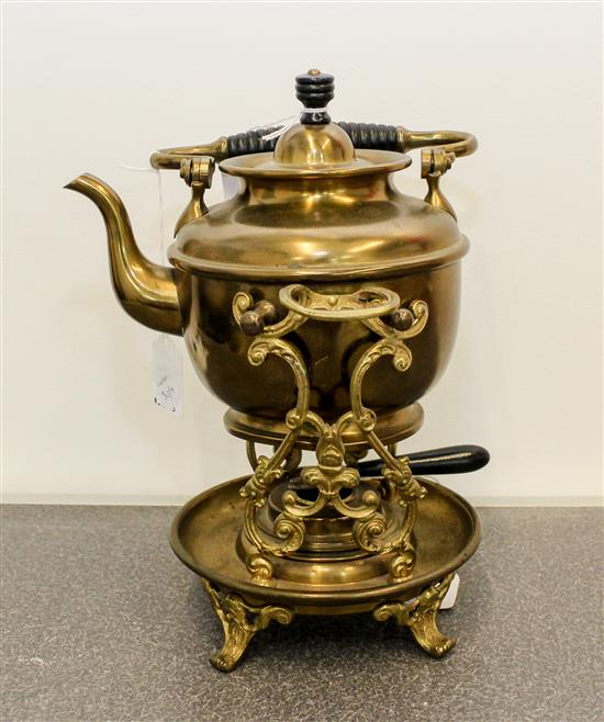 Appraisal: Sale Lot A Brass Teapot and Stand together with other