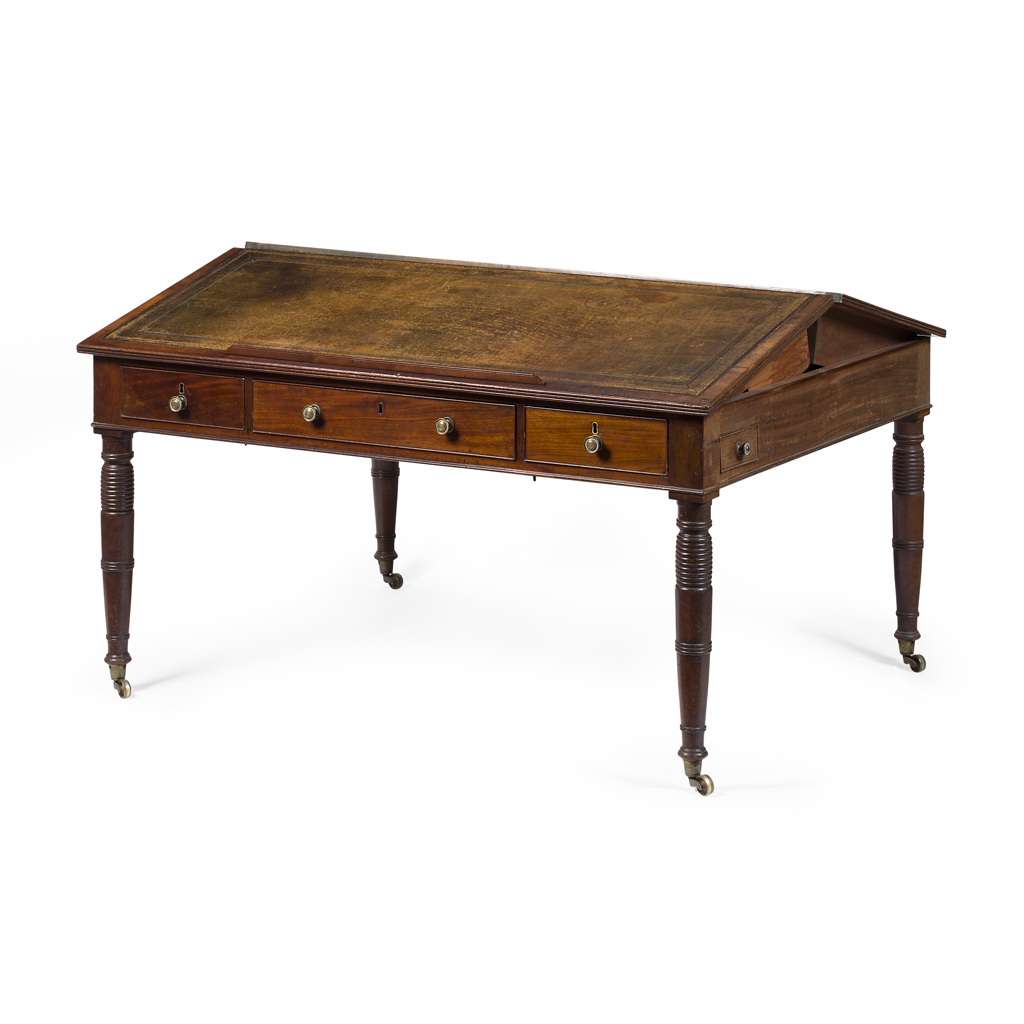 Appraisal: GEORGE III MAHOGANY LIBRARY TABLE TH CENTURY the hinged and