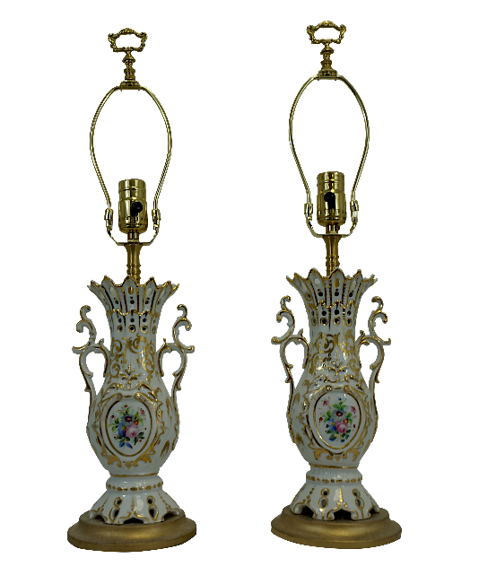 Appraisal: Sevres Style Porcelain Lamps Pair of Sevres Style Lamps Pair