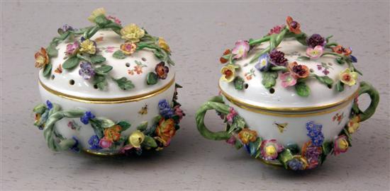 Appraisal: Pair of Meissen pot pourri pots with covers circa with