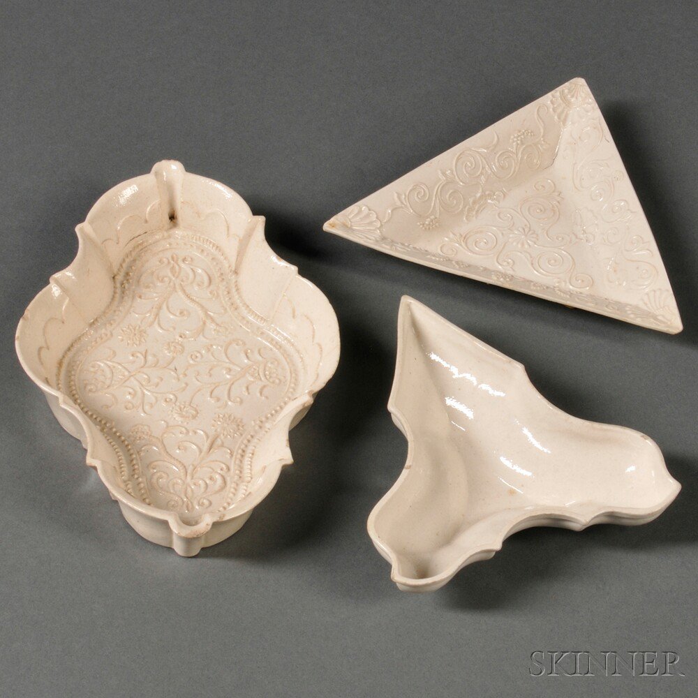 Appraisal: Three Staffordshire Salt-glazed Stoneware Dishes England mid- th century two