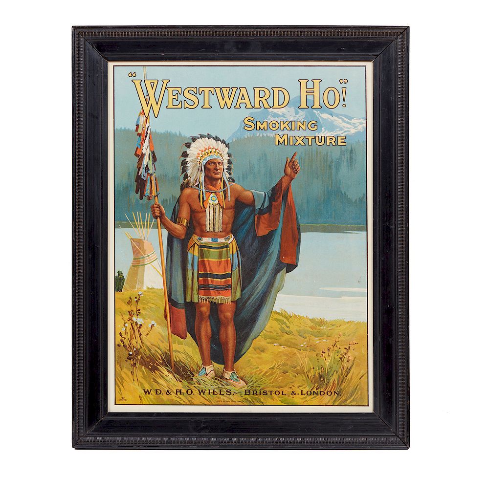 Appraisal: Westward Ho Smoking Advertisement Framed Westward Ho Advertising poster for