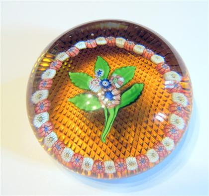 Appraisal: Antique St Louis millefiori garland and nosegay paperweight With five