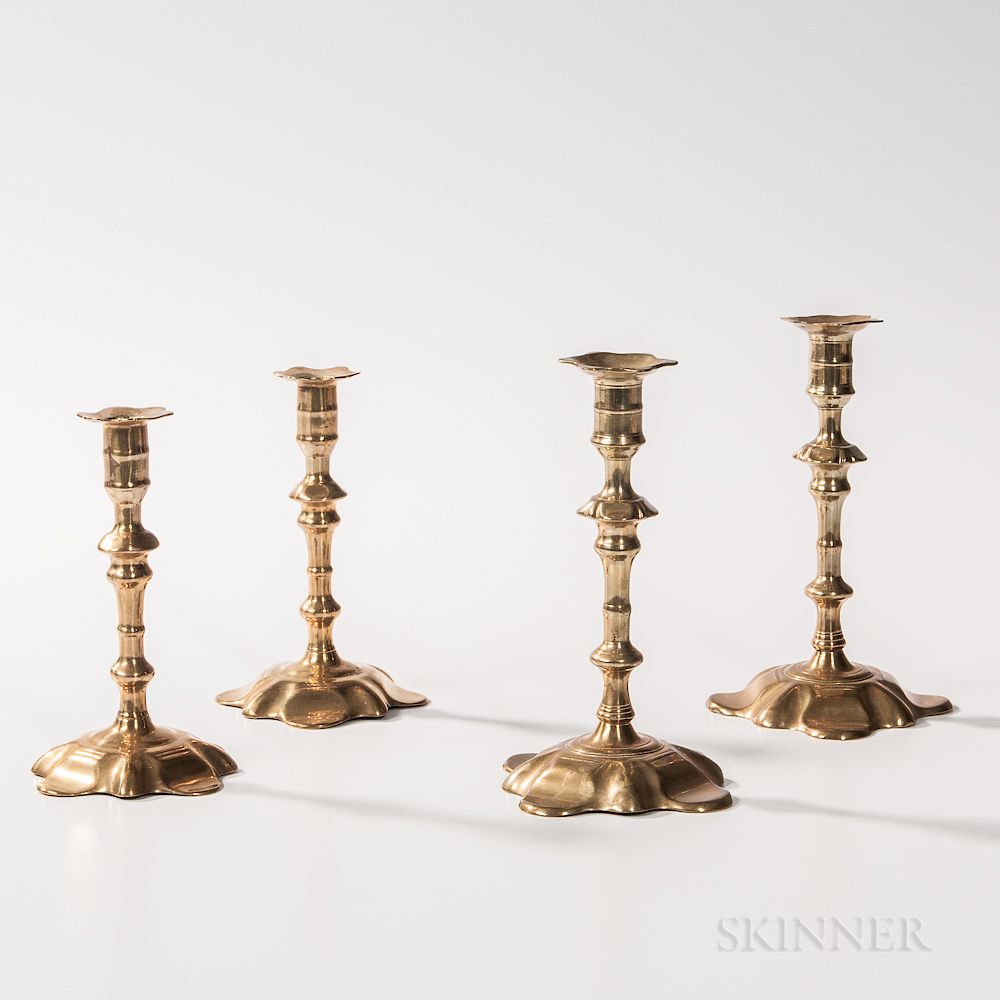 Appraisal: Two Pairs of English Petal-base Candlesticks Two Pairs of English