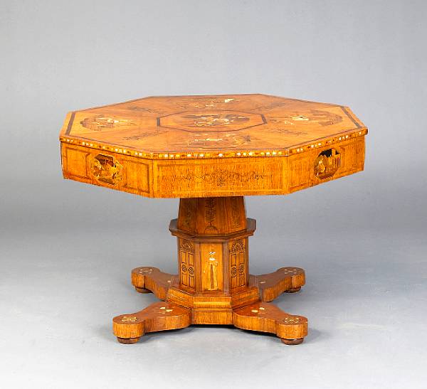 Appraisal: A fine Italian Neoclassical walnut penwork marquetry and shell inlaid