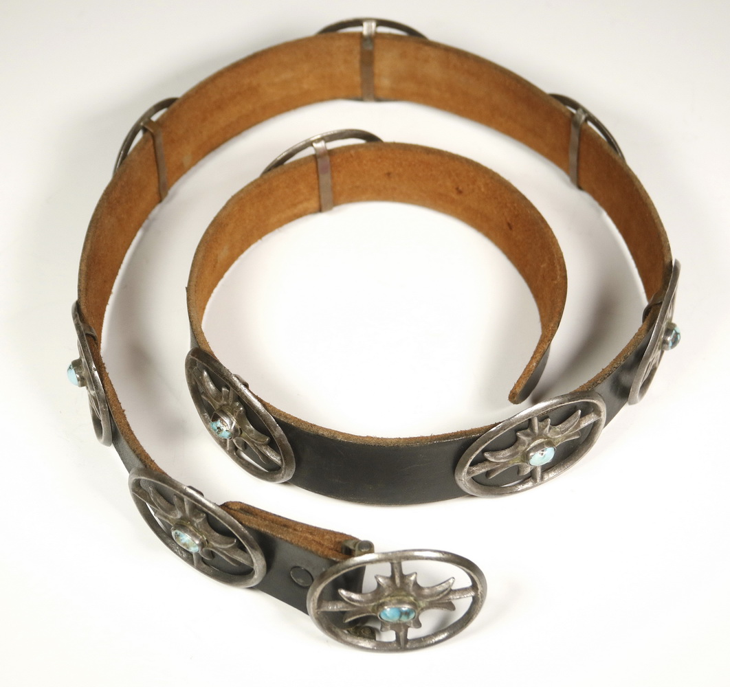 Appraisal: NATIVE AMERICAN CONCHO BELT Finely Crafted Native American Belt with