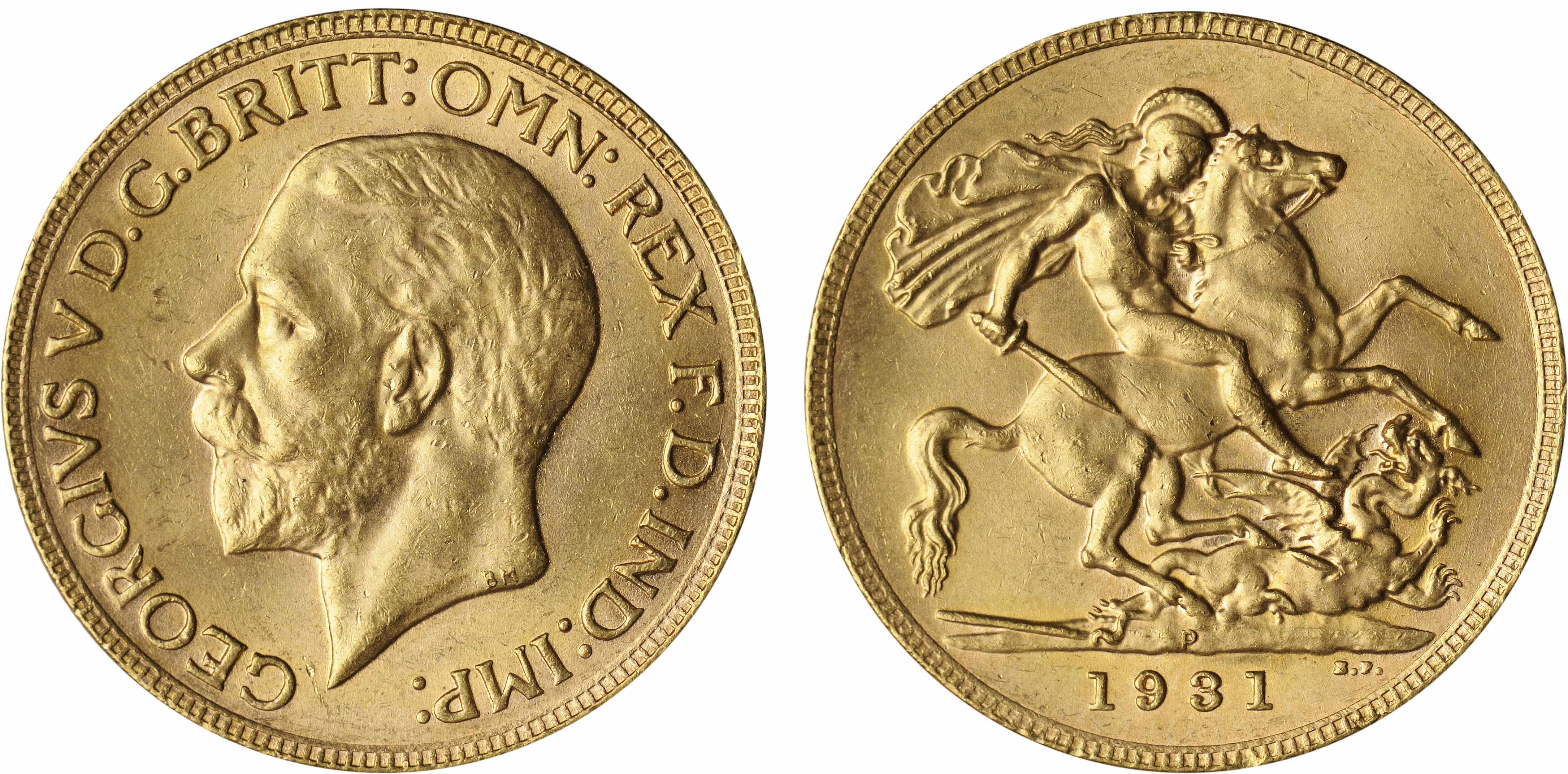 Appraisal: Australia George V Sovereign -P KM- Frosty yellow-gold surfaces and