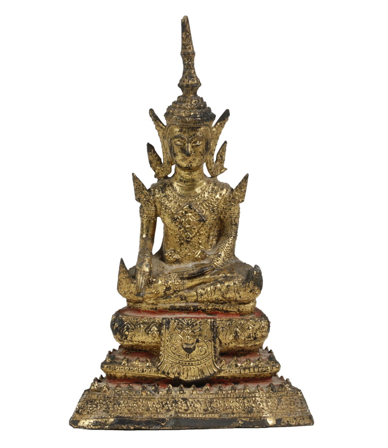 Appraisal: GILT BRONZE THAI HOME ALTAR BUDDHA th c Gilt and