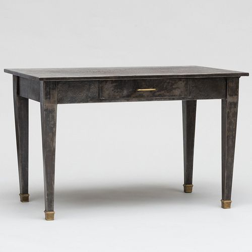 Appraisal: FRENCH INDUSTRIAL BRASS-MOUNTED PATINATED METAL DESK STAMPED R NE CIE