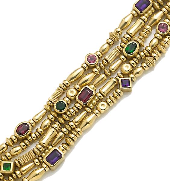 Appraisal: A gem-set and eighteen karat gold bracelet weighing approximately grams