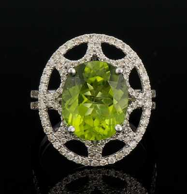 Appraisal: A Ladies' Diamond and Peridot Ring k white gold ring