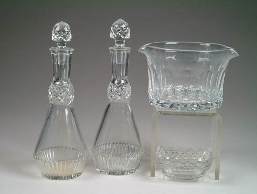 Appraisal: FOUR CLEAR GLASS TABLEWARE PIECES - h x - dia