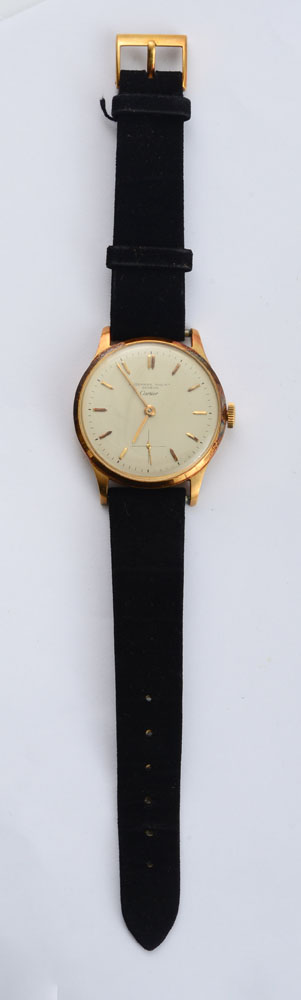 Appraisal: GENTLEMAN'S K GOLD WRISTWATCH CARTIER AUDEMARS PIGUET GENEVA On leather