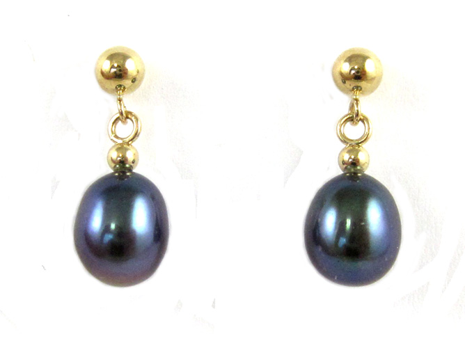 Appraisal: PAIR OF BLACK PEARL EARRINGS each k yellow gold with