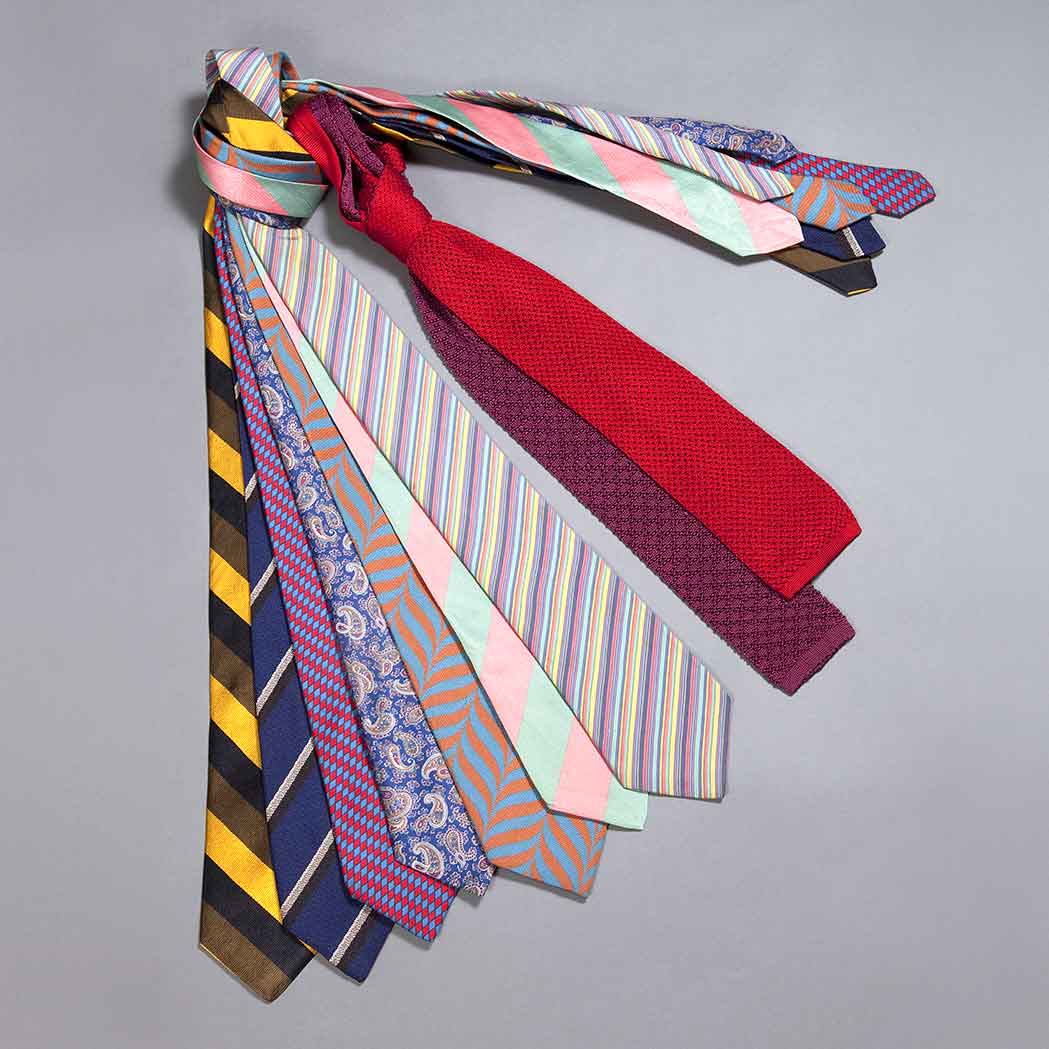 Appraisal: Collection of Nine Neckties Comprising rep knit patterned and paisley