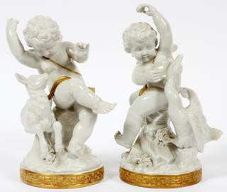 Appraisal: ALGORA ITALIAN PORCELAIN CHERUBS PAIR ALGORA ITALIAN PORCELAIN CHERUBS PAIR