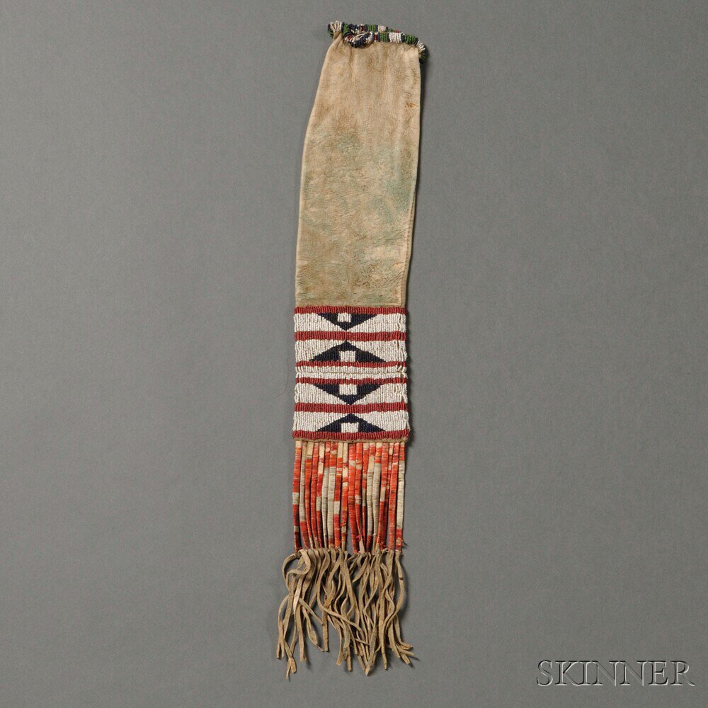 Appraisal: Lakota Beaded and Quilled Hide Pipe Bag c last quarter