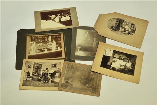 Appraisal: SEVEN EARLY INTERIOR PHOTOGRAPHS American late th century paper mounted