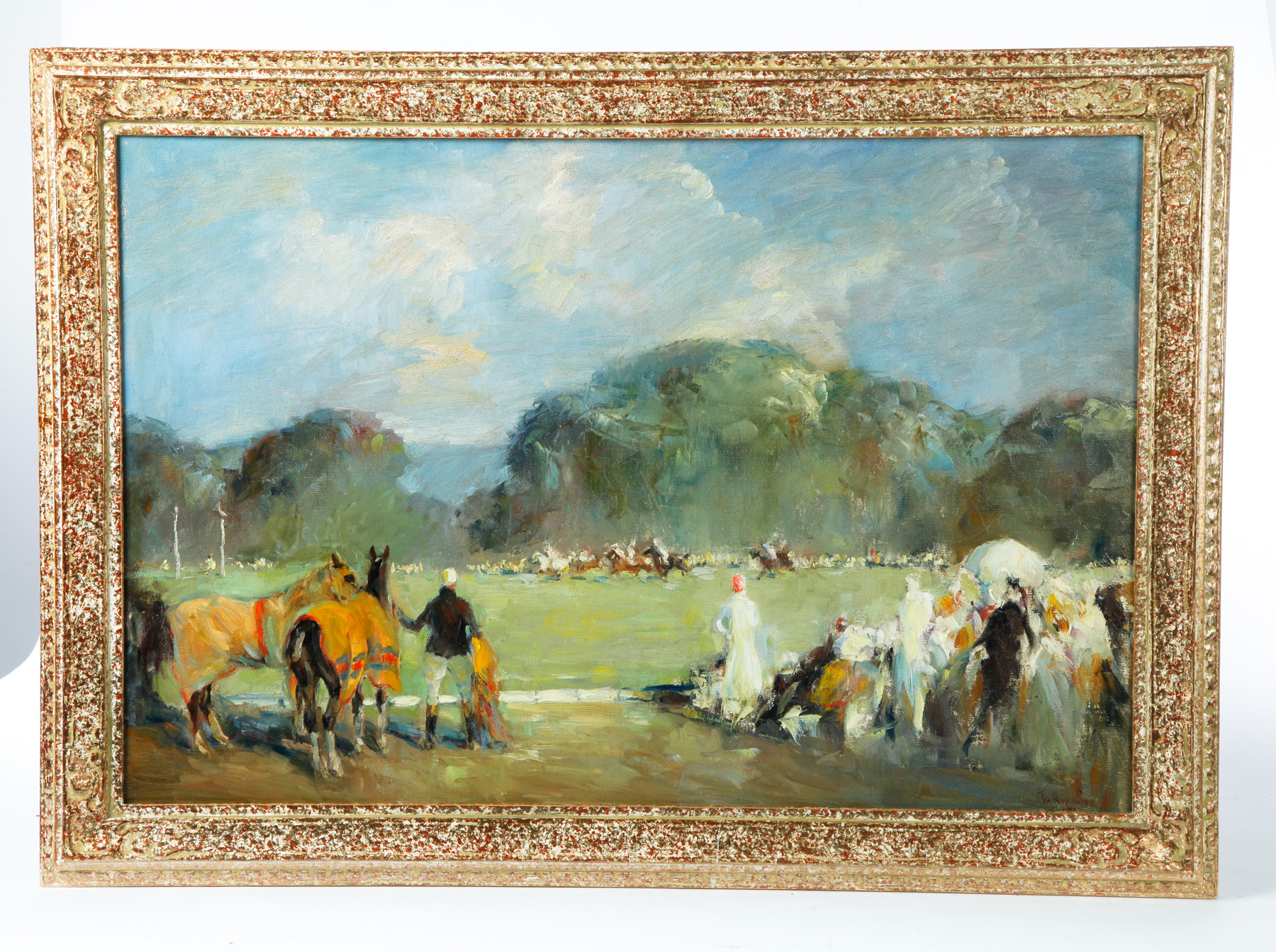 Appraisal: POLO MATCH BY WALTER KRAWIEC POLAND ILLINOIS - Oil on