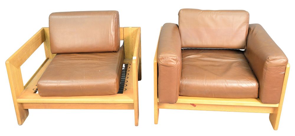 Appraisal: Pair of Tobia Scarpa Lounge Chairs having oak frame with