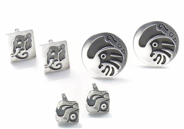 Appraisal: A collection of four pairs of silver cufflinks Antonio Pineda