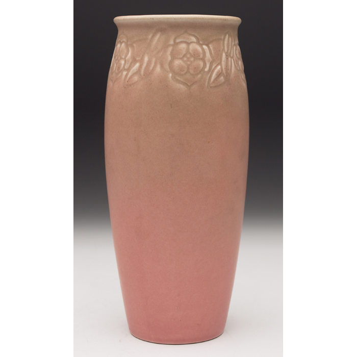 Appraisal: Rookwood vase pink matte glaze with incised stylized flowers ''w