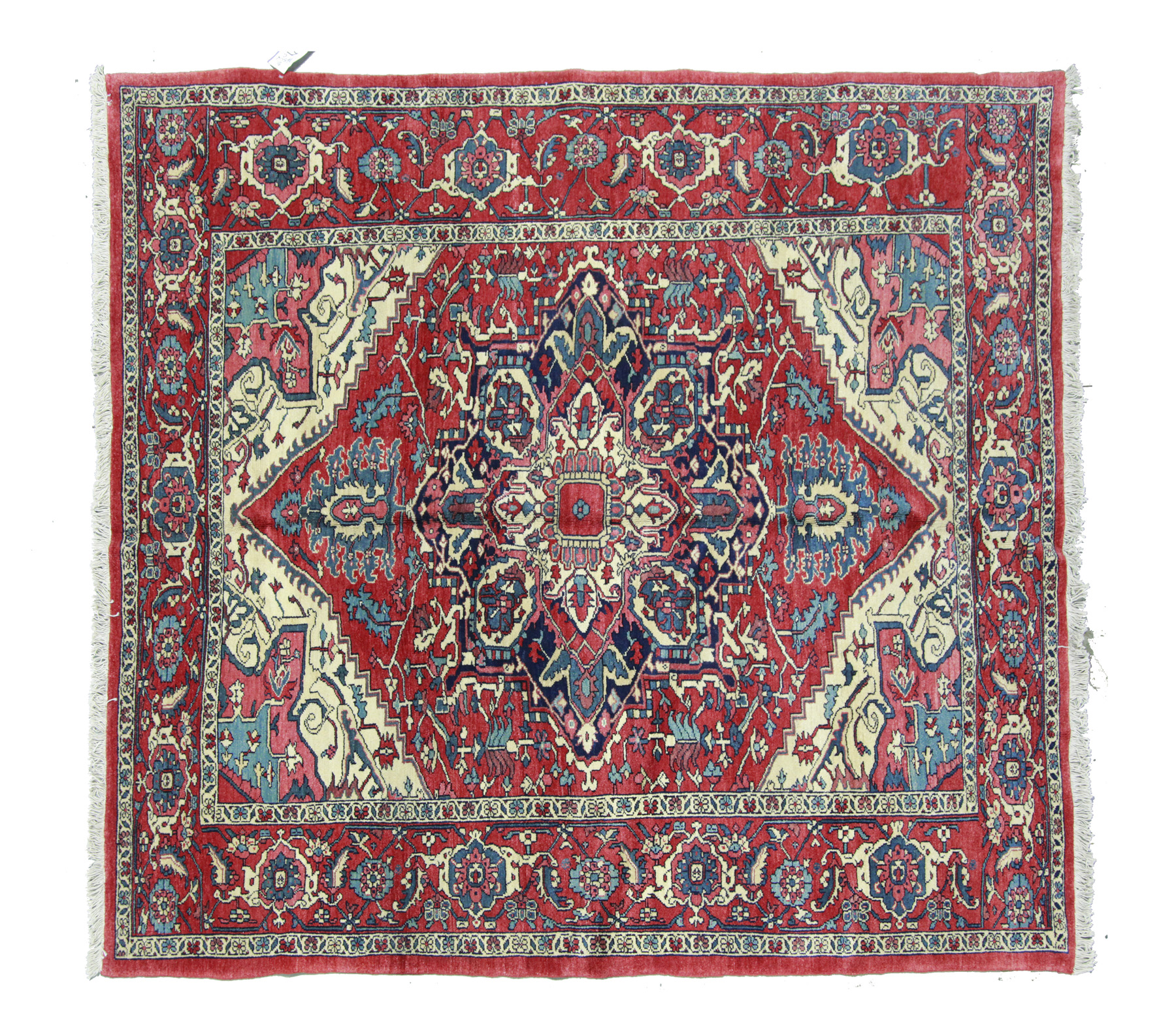 Appraisal: ORIENTAL RUG Iran th century Heriz Brick red ground and