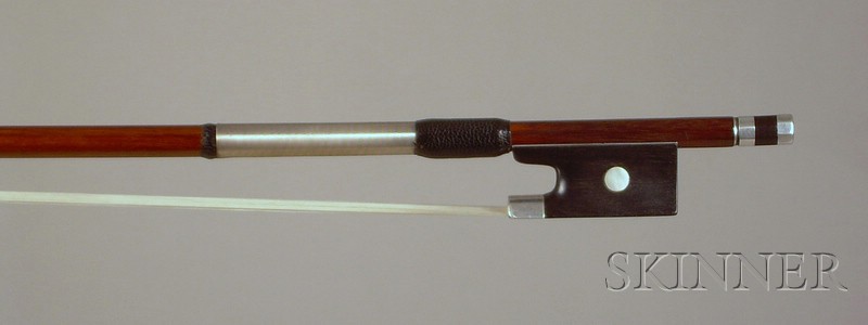 Appraisal: Silver Mounted Violin Bow the round stick unstamped the ebony