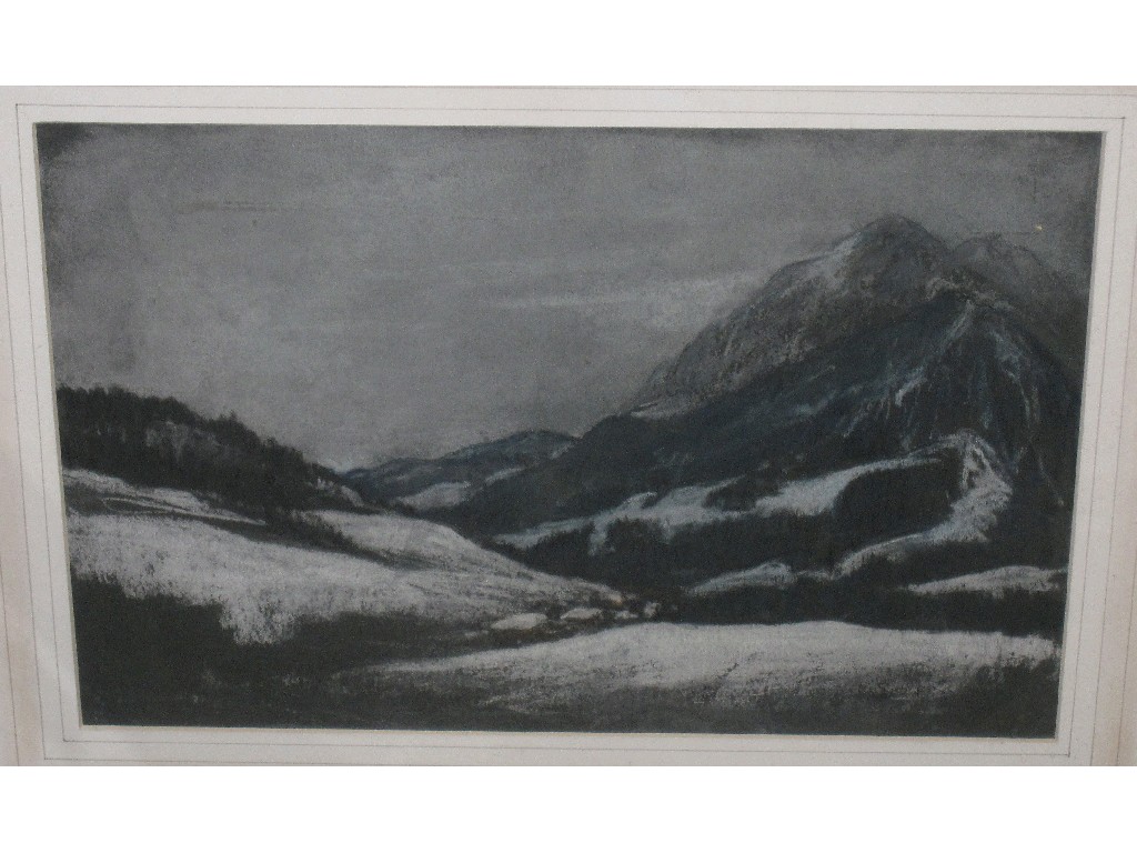 Appraisal: Monochrome chalk Highland Landscape signed Simpson