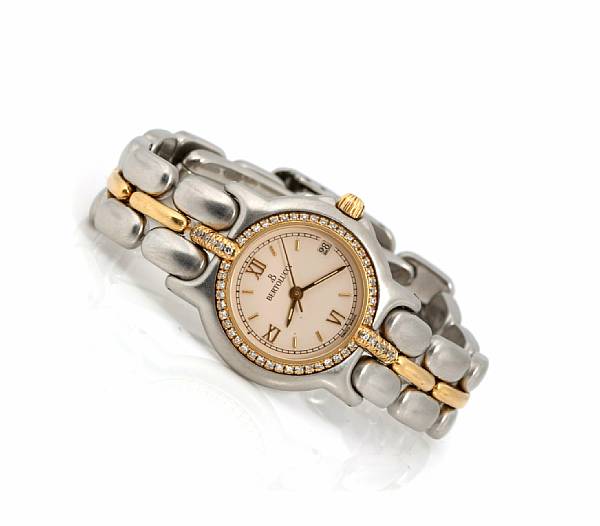 Appraisal: Bertolucci A stainless steel and gold quartz bracelet watch with