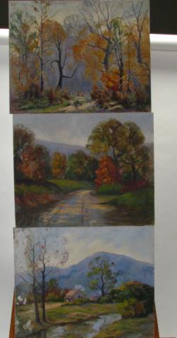 Appraisal: Three Mae Dilliner Lowes IN - Oil on Board Landscapes