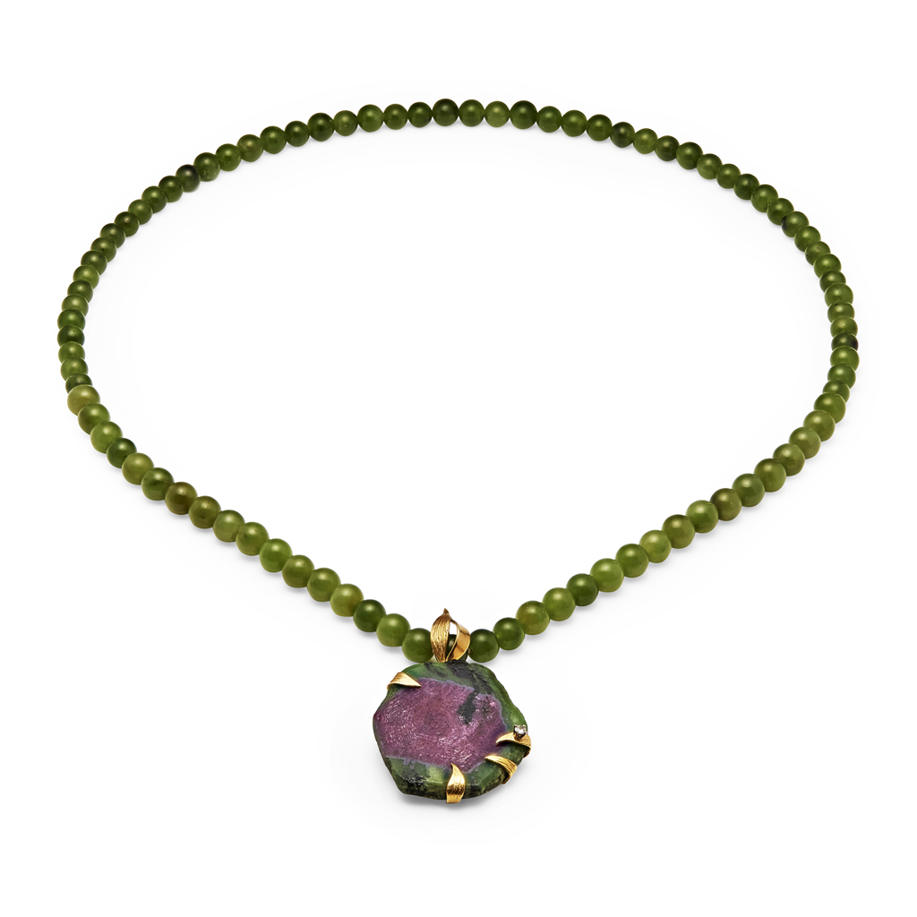 Appraisal: GRIMA - A zoisite and diamond set pendant circa the